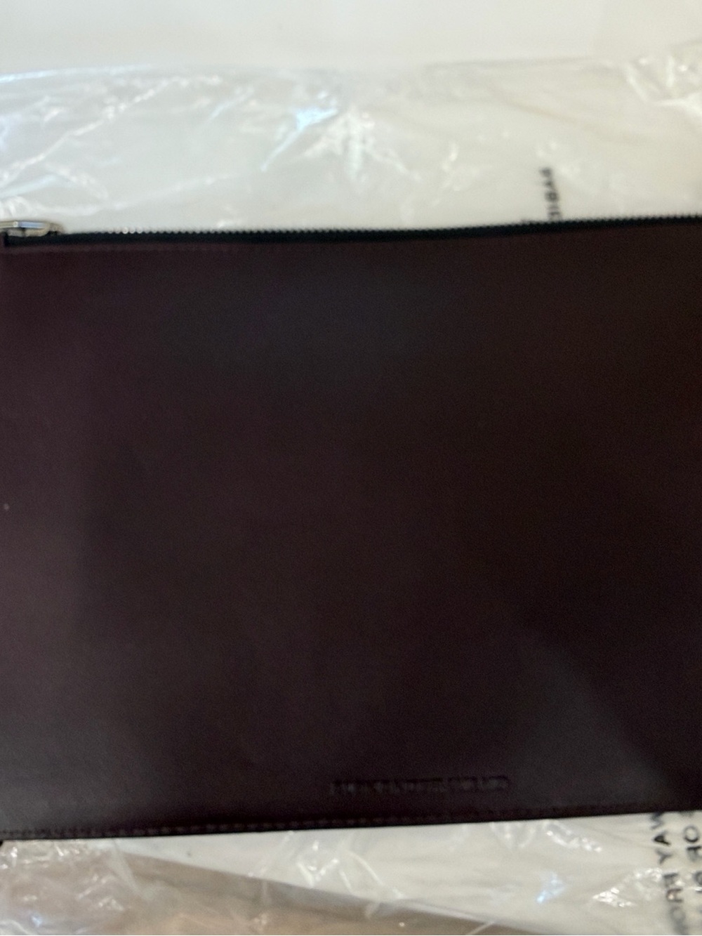 Alexander Wang Leather Zip Pouch Clutch in Dark Brown/burgundy